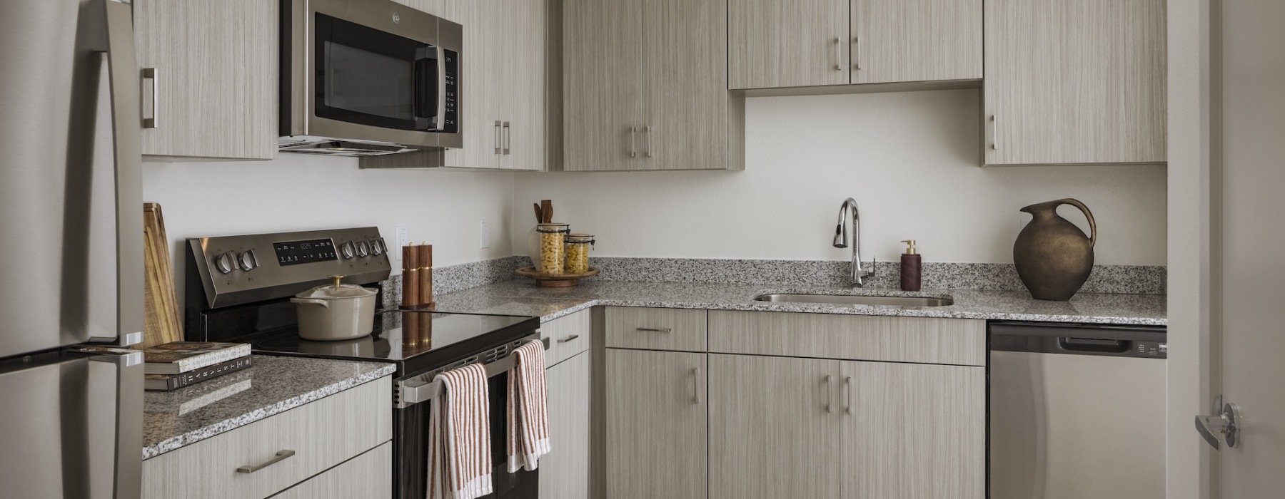 kitchen with bright lighting and ample counter space