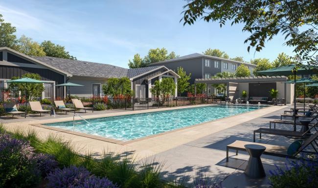 a swimming pool in a backyard