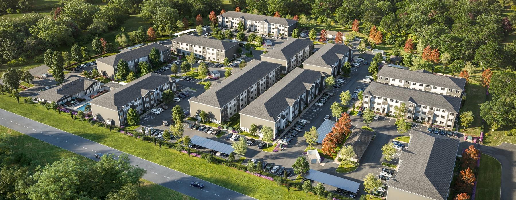 aerial view of a large building