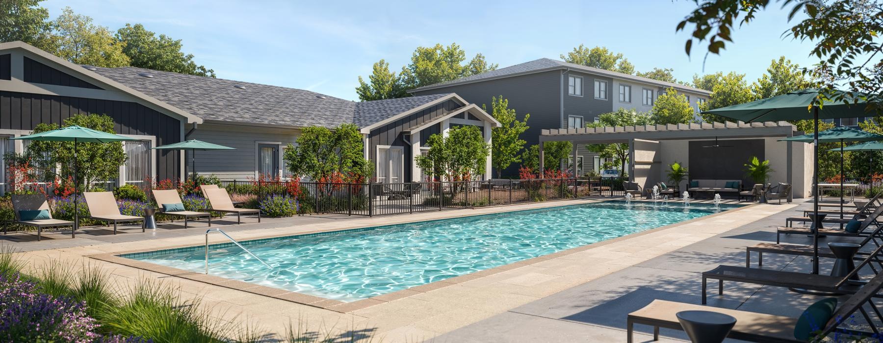 a swimming pool in a backyard